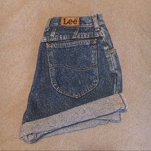 high-waisted dark wash lee jean shorts